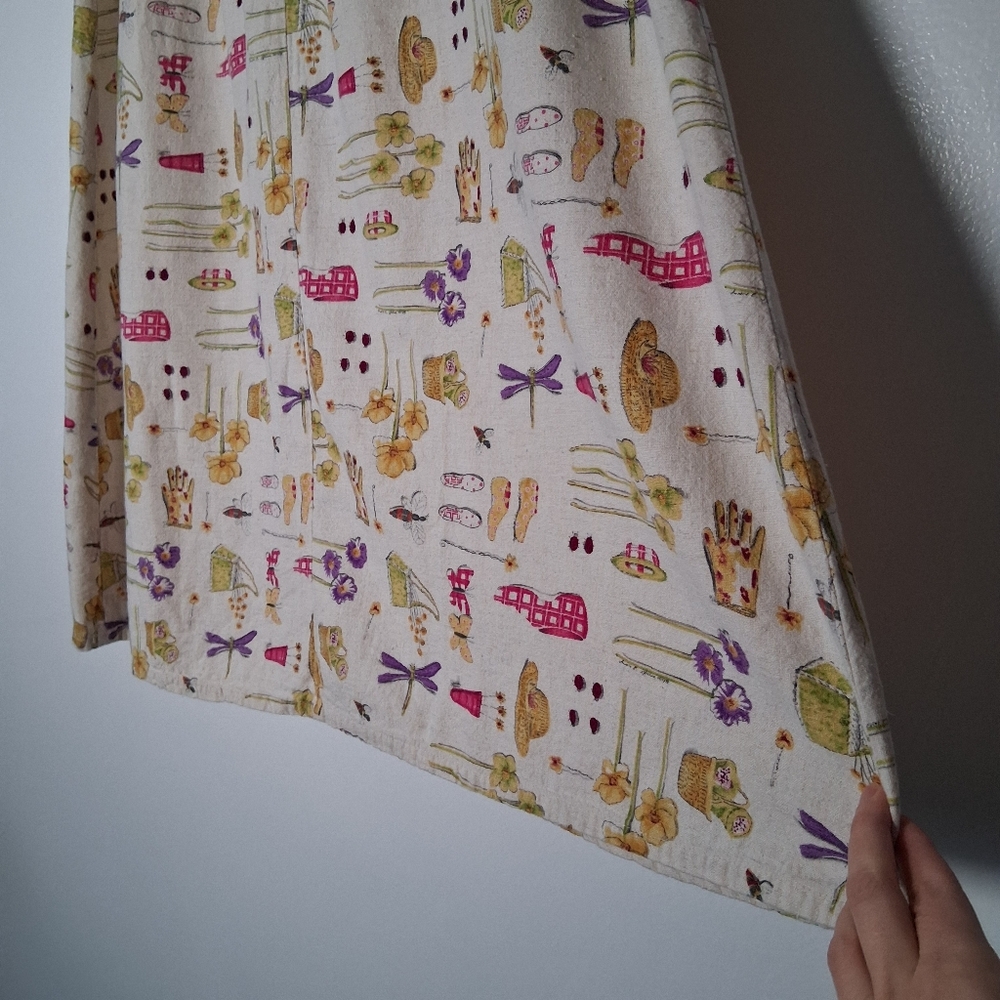 Vintage Skirt Printed Gardening Theme Linen blend Summer Retro - Picture 10 of 15